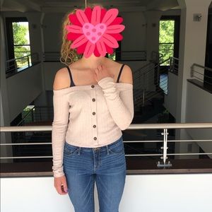Like new Forever 21 button down off Shoulder top